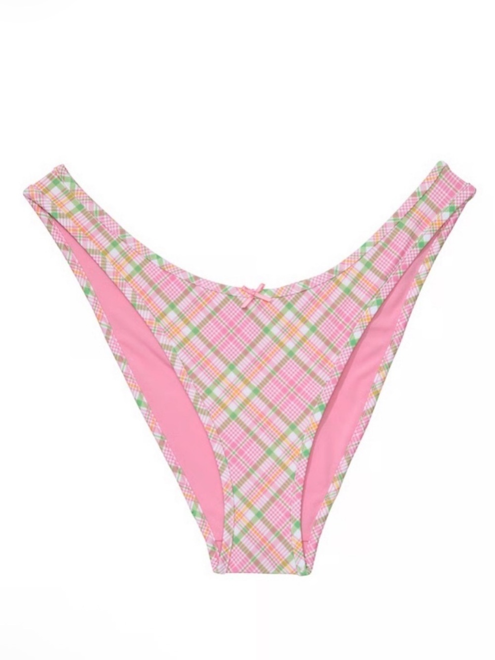 New! Frankie's Bikinis x Pink golden hour strawberry Plaid Bottom 34641